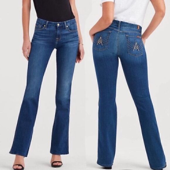 7 For All Mankind A Pocket Flare Distressed Jeans size 28‎ - Picture 1 of 9